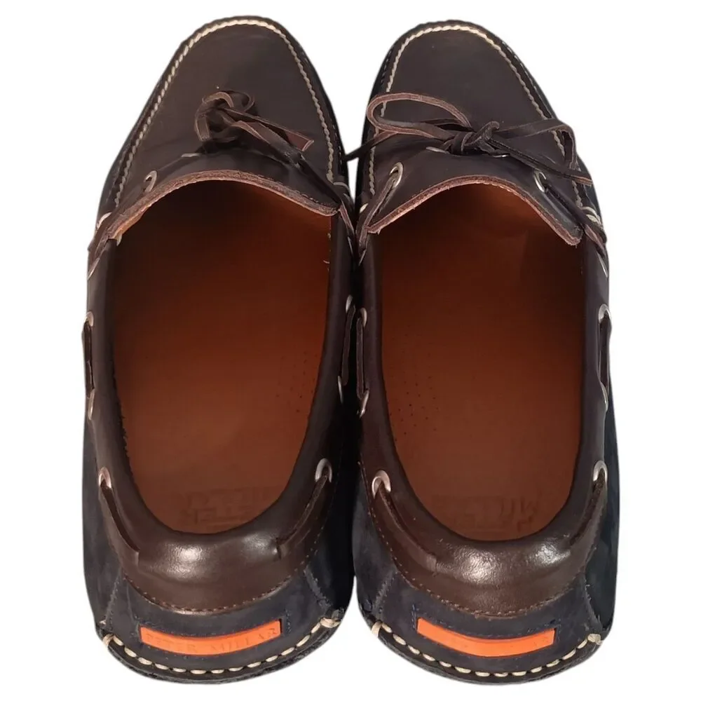 Peter Millar Brown Driver Loafer Moccasin Casual Shoe Mens 9 Brown Blue Leather
